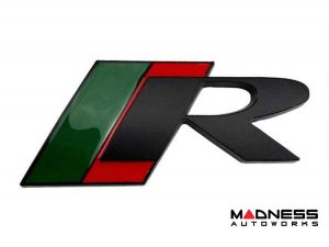 Jaguar Custom Emblem - R - Satin Black Finish - Green/ Red